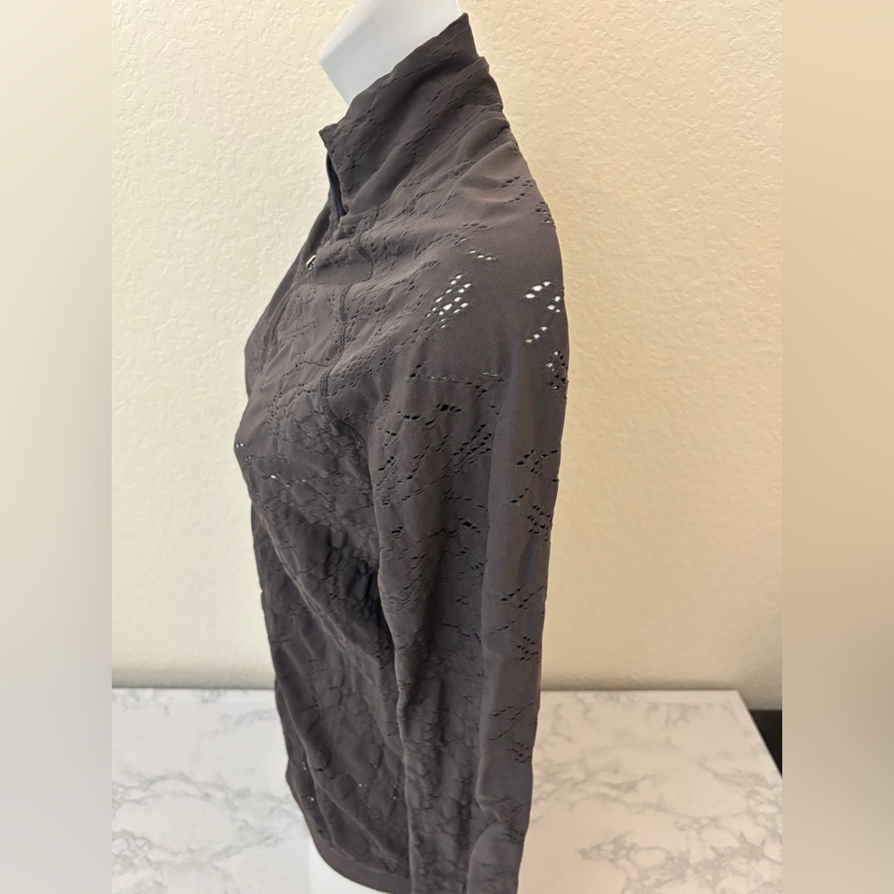 Women’s Lightweight Active Zip Jacket Sz XS Gray Stretchy High Neck - Picture 2 of 5